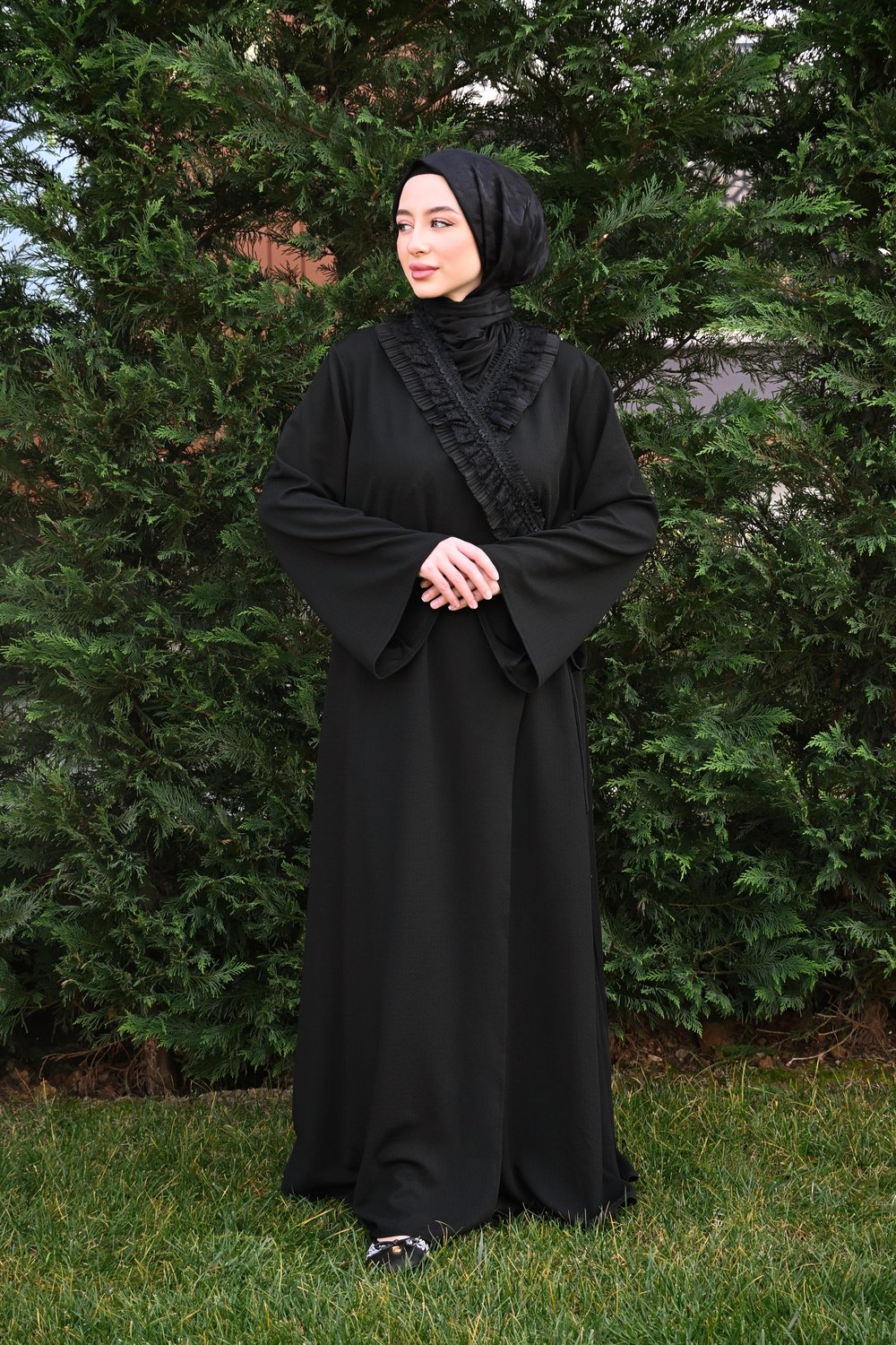 Hira Dantel İşlemeli Tek Parça Pratik Namaz Elbisesi