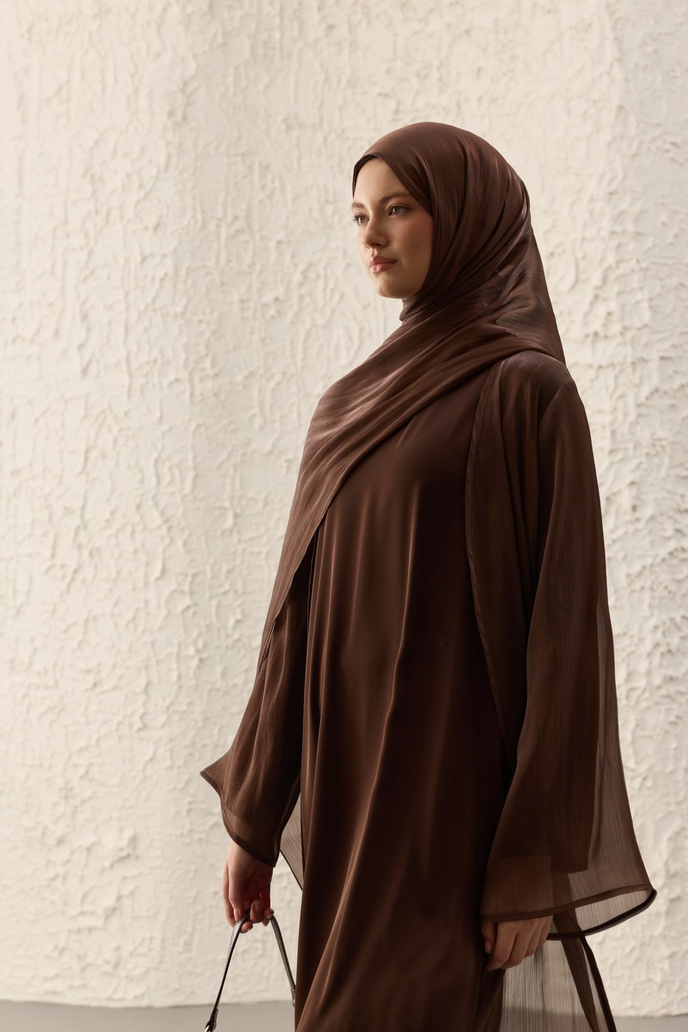 Kahve Işıl Abaya Takım