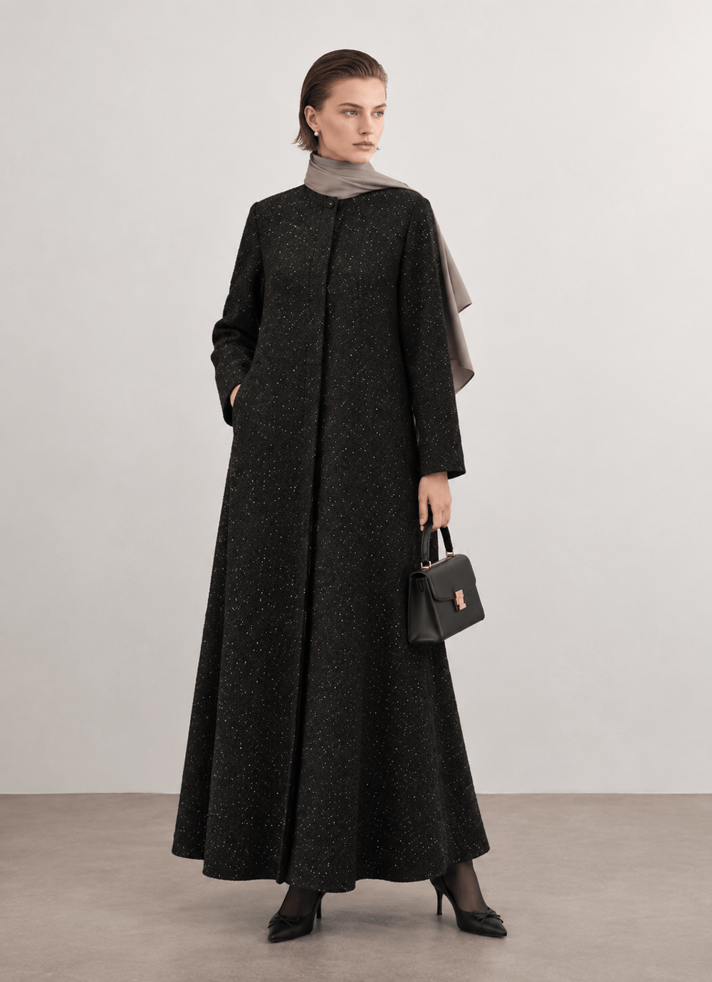 Viyola Işıltılı Tam Boy Manto