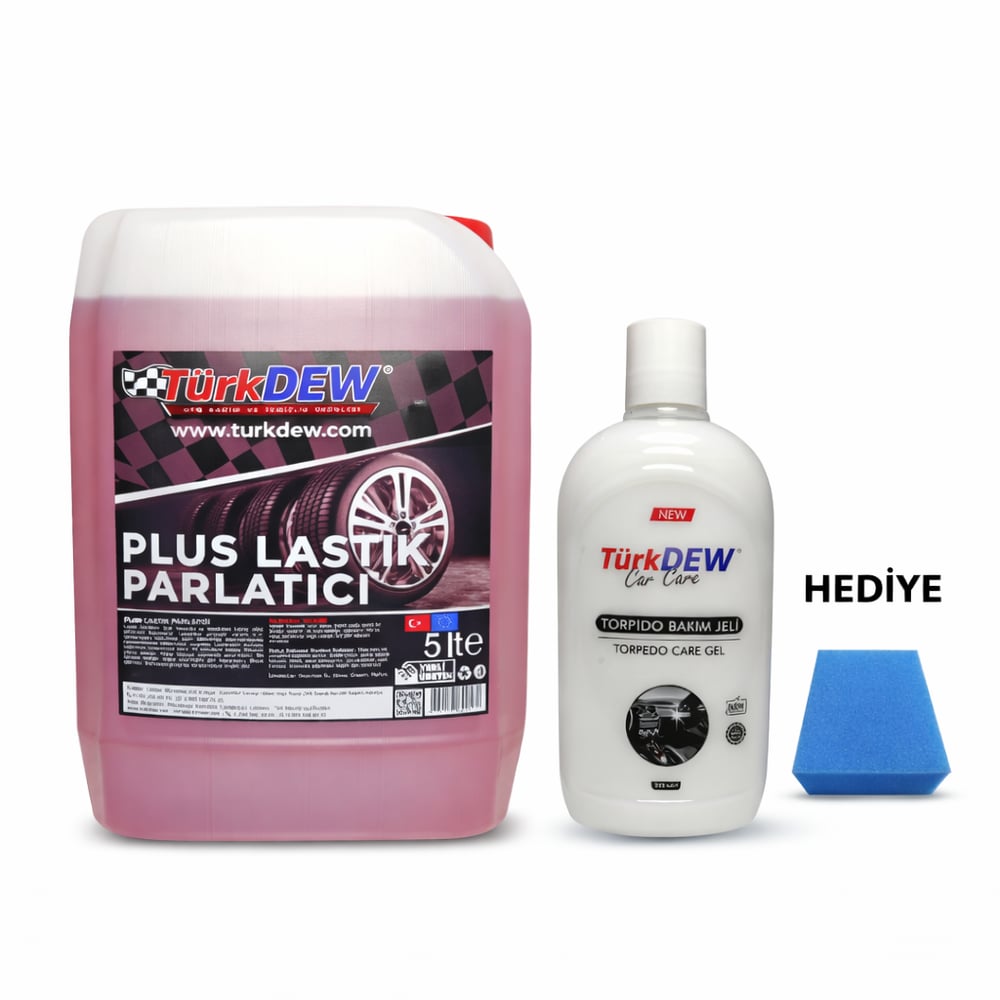 Plus Lastik Parlatıcı 5 Litre ve Torpido Bakım Jeli 500ml (Hediye Sünger)