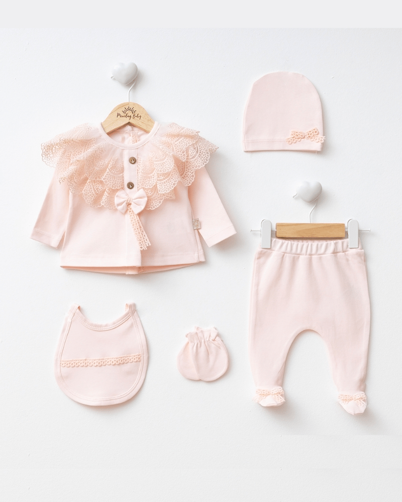 Kız Bebek Dantelli Hastane Çıkışı 5li Set