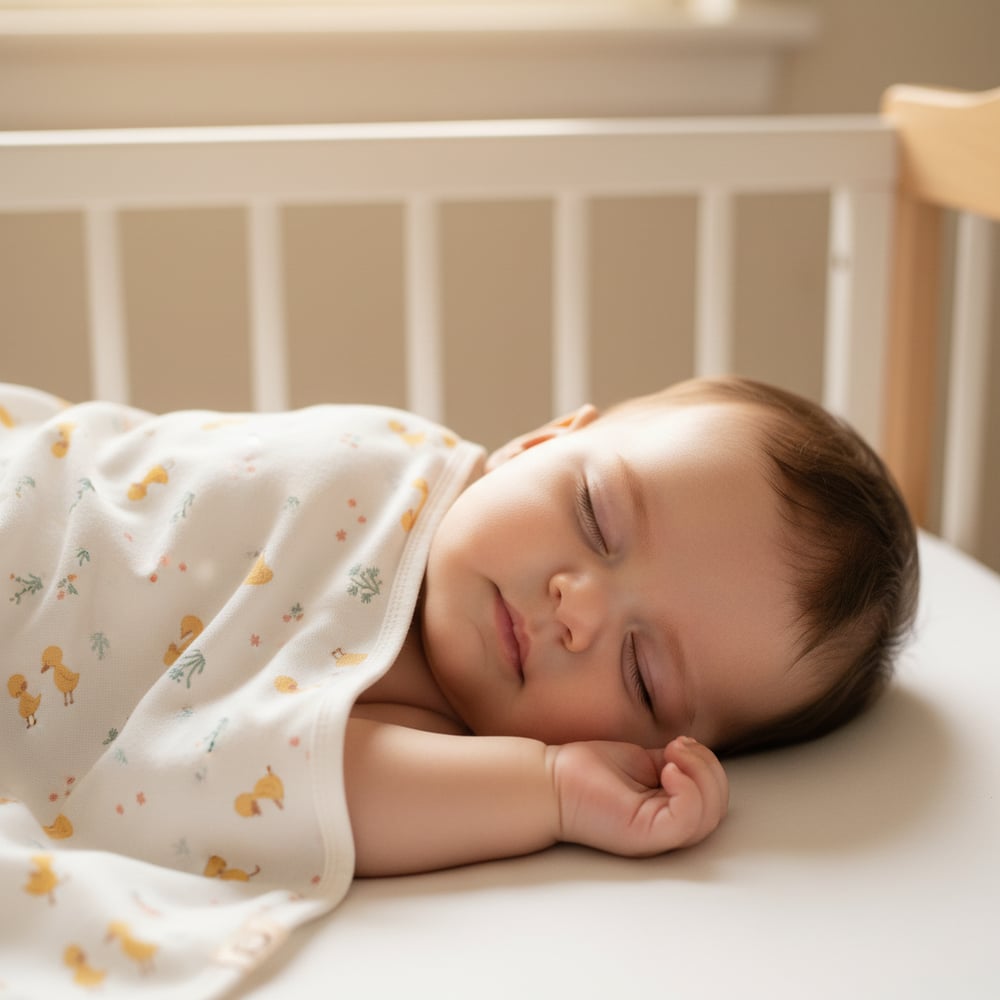 Unisex Yenidoğan Bebek %100 Organik Pamuk Ördek Temalı Battaniye