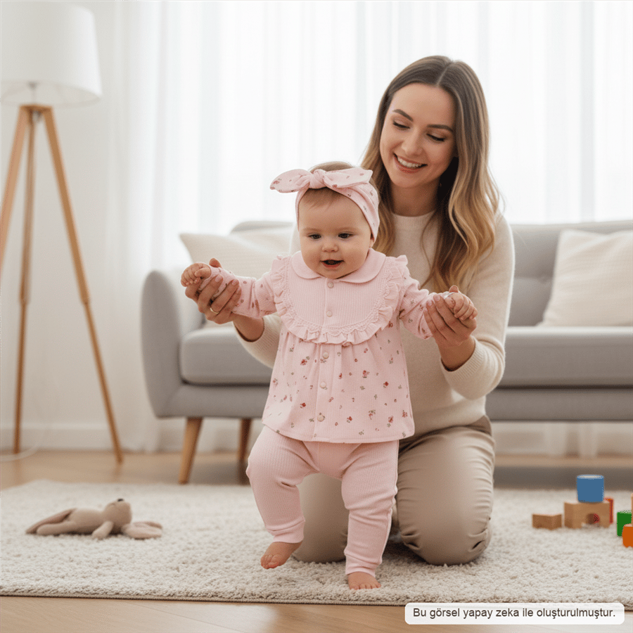 Kız Bebek Uzun Kollu Bandanalı 3lü Takım 3-9 Ay