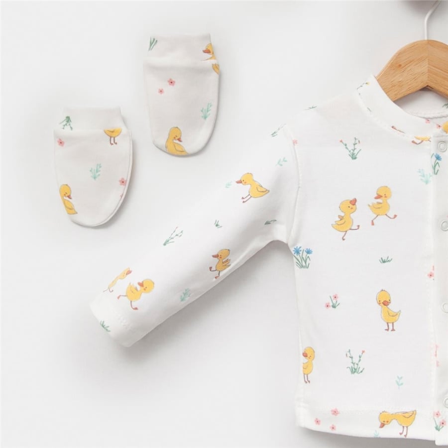Unisex Yenidoğan Ördek Desenli 5li Hastane Çıkışı