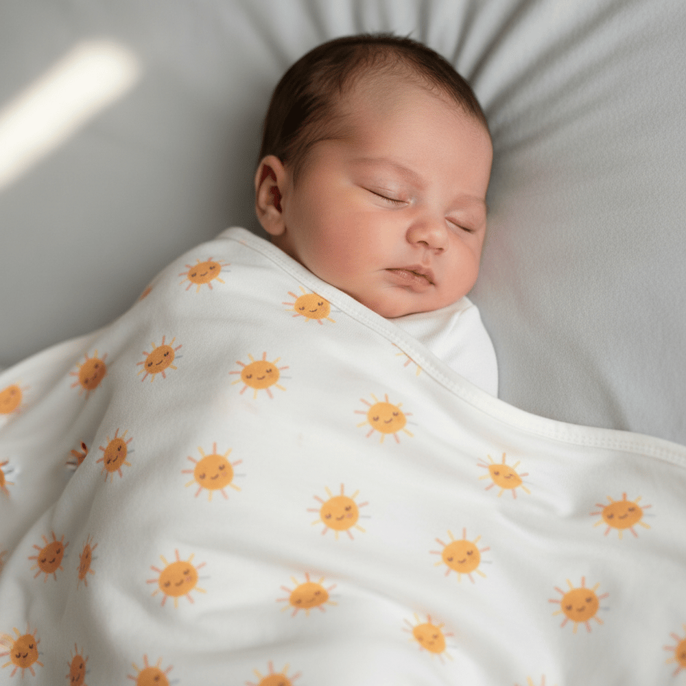 Unisex Yenidoğan Bebek %100 Organik Pamuk Güneş Temalı Battaniye