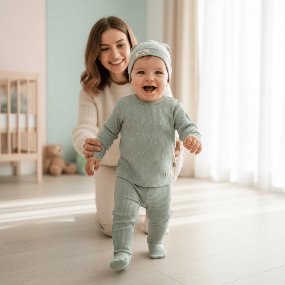 Unisex Bebek Pamuklu Şapkalı 3lü Takım