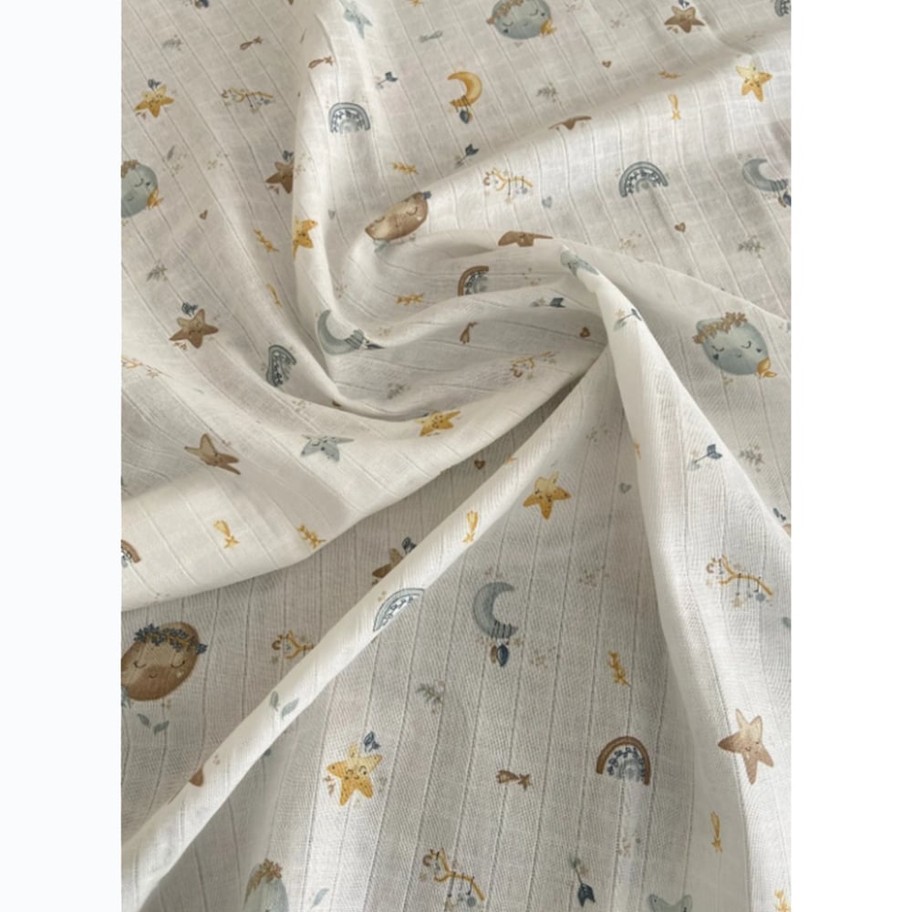 Unisex Yenidoğan Bebek %100 Pamuklu Desenli Çok Amaçlı Müslin Battaniye