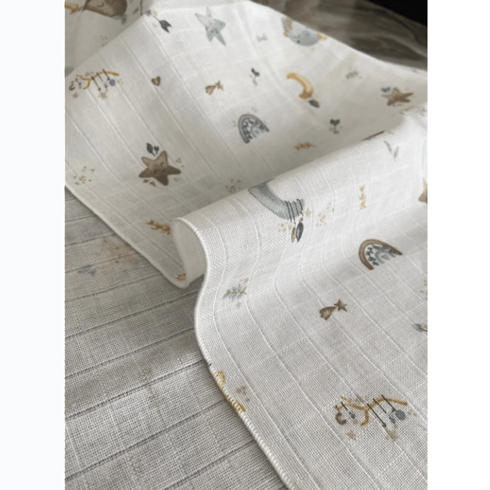 Unisex Yenidoğan Bebek %100 Pamuklu Desenli Çok Amaçlı Müslin Battaniye