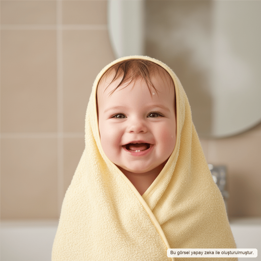 Unisex Yenidoğan Kapüşonlu Nakışlı Bebek Havlusu