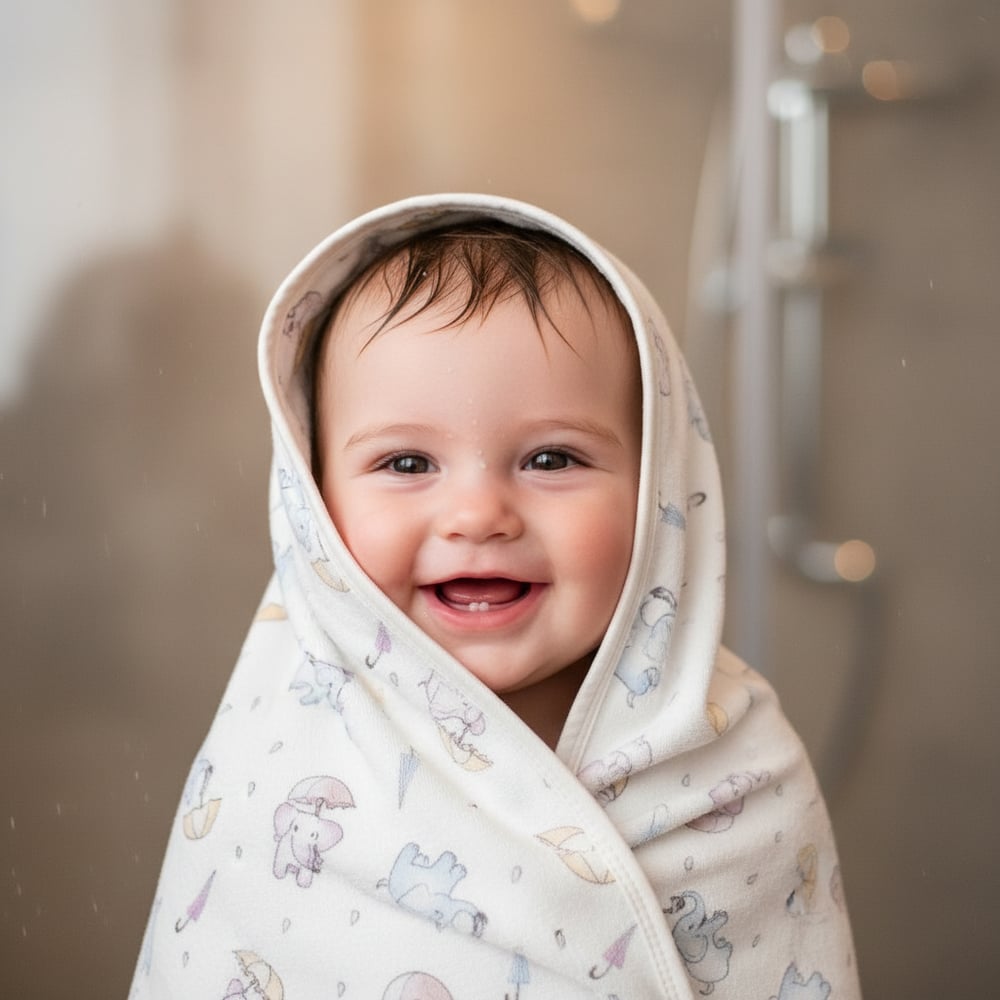 Unisex Yenidoğan Bebek %100 Organik Pamuk Fil Temalı Battaniye