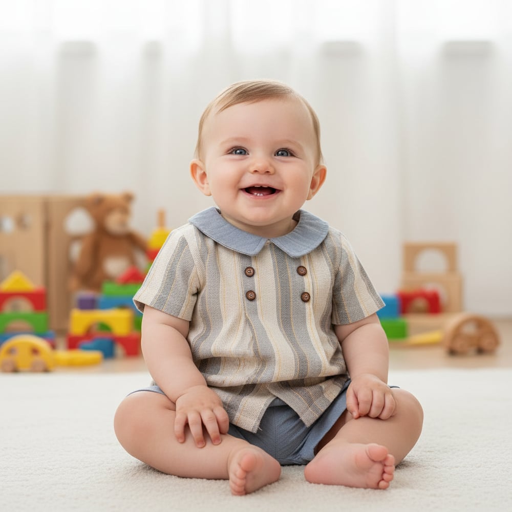 Erkek Bebek Çocuk Kısa Kollu Şortlu 2li Takım