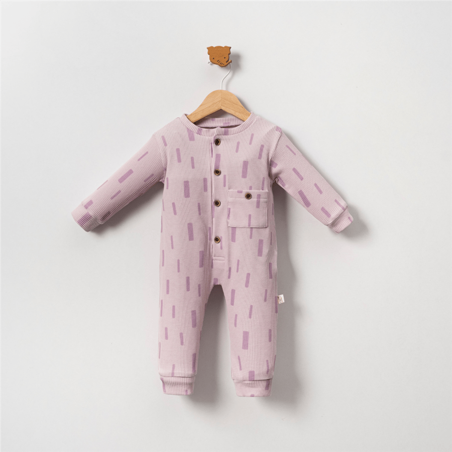 Unisex Bebek Pamuklu Uzun Kollu Cepli Tulum 6-24 Ay