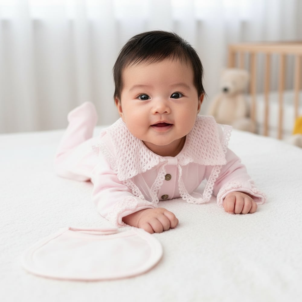 Kız Bebek Organik Pamuklu Uzun Kollu İşlemeli 5li Set