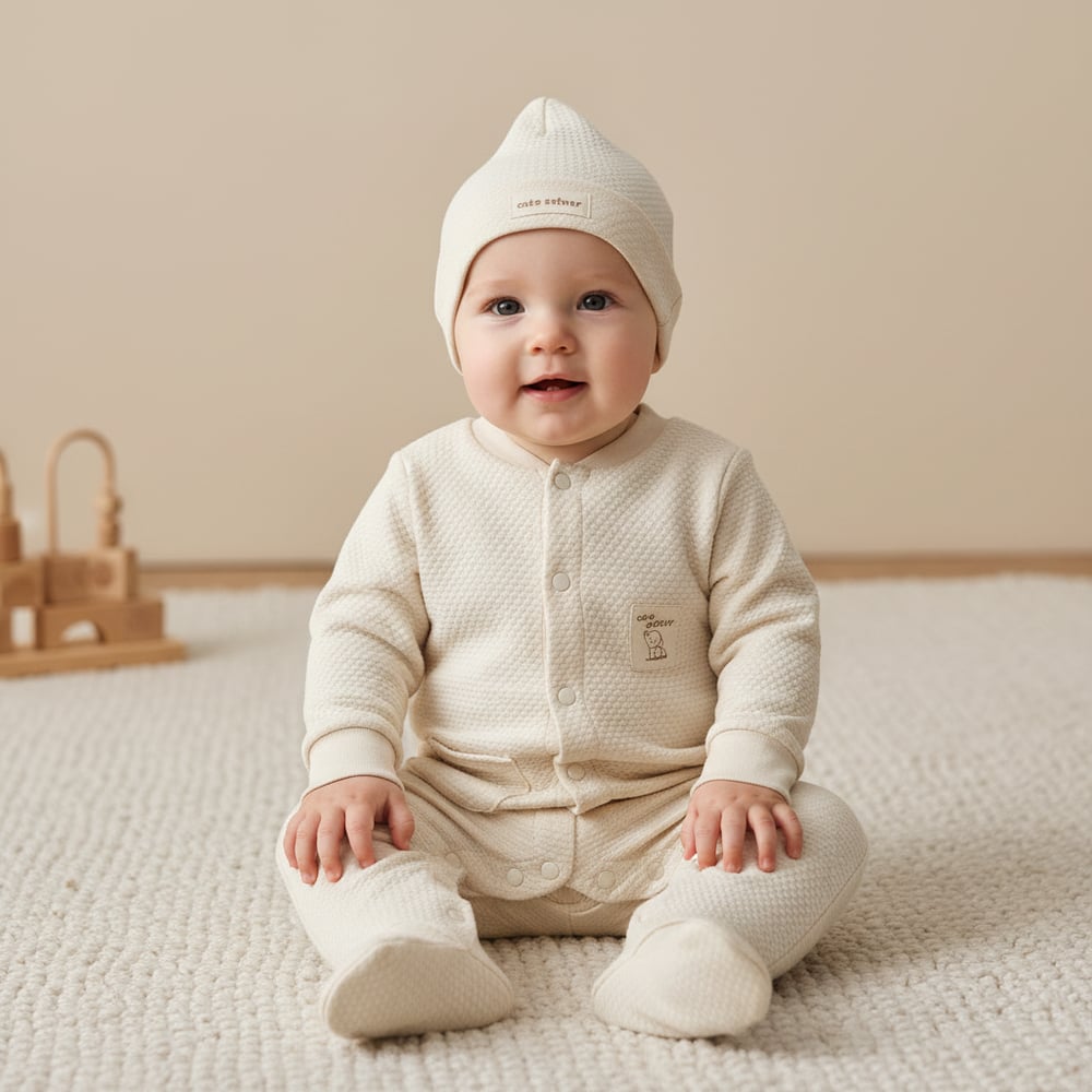 Unisex Bebek Şapkalı Tulum  