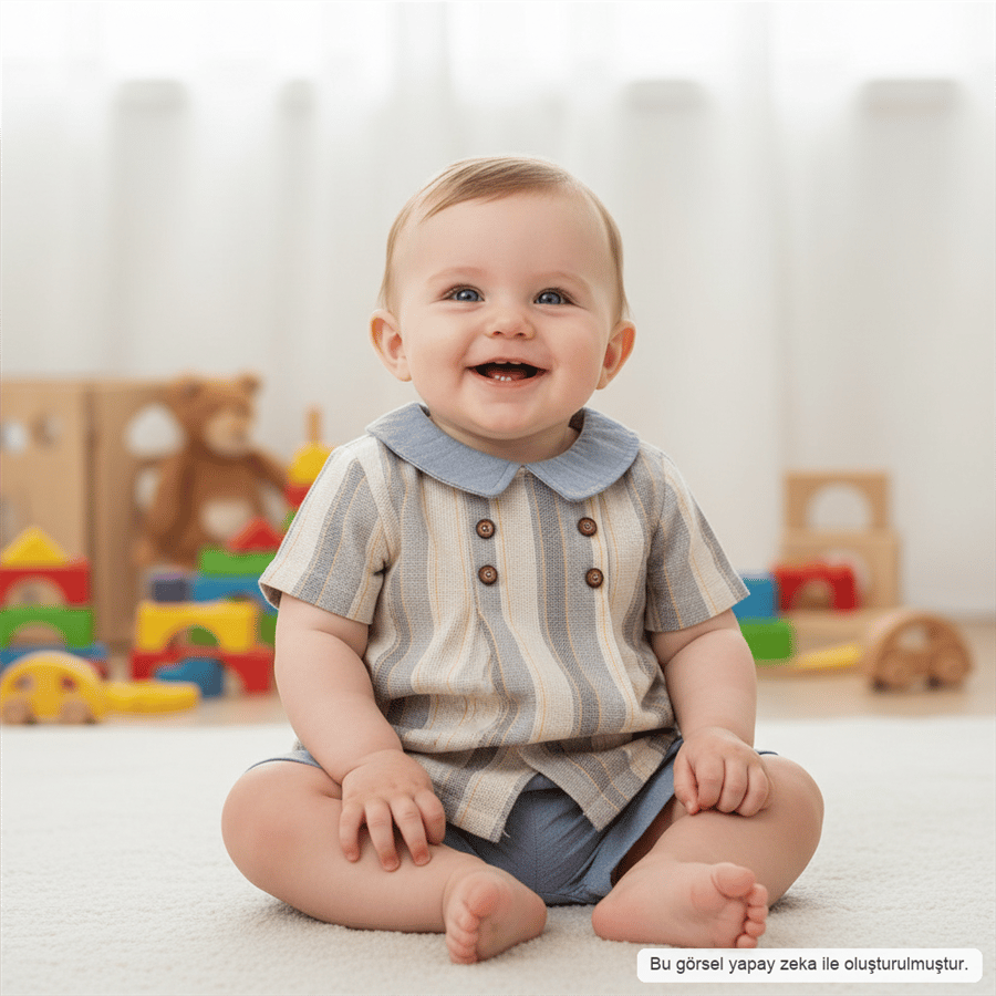 Erkek Bebek Çocuk Kısa Kollu Şortlu 2li Takım