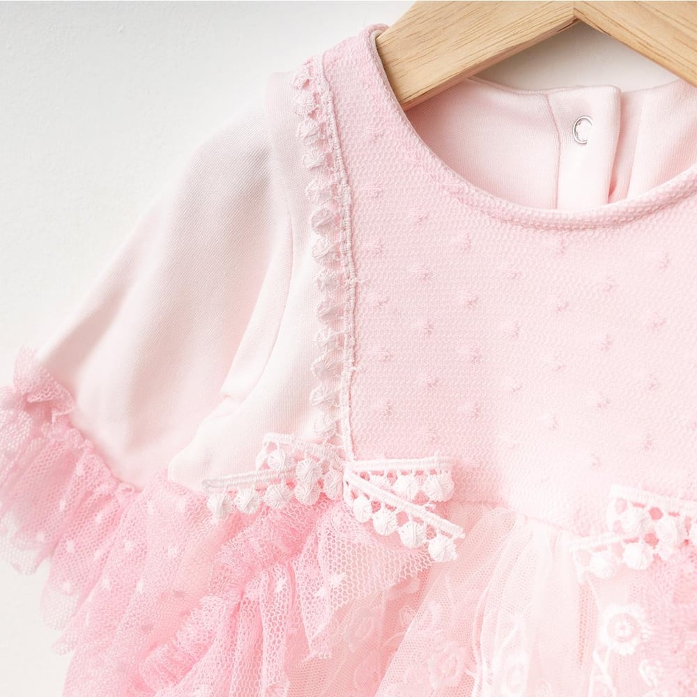 Kız Bebek Tüllü Elbise Bandana Toka Seti 0-9 Ay