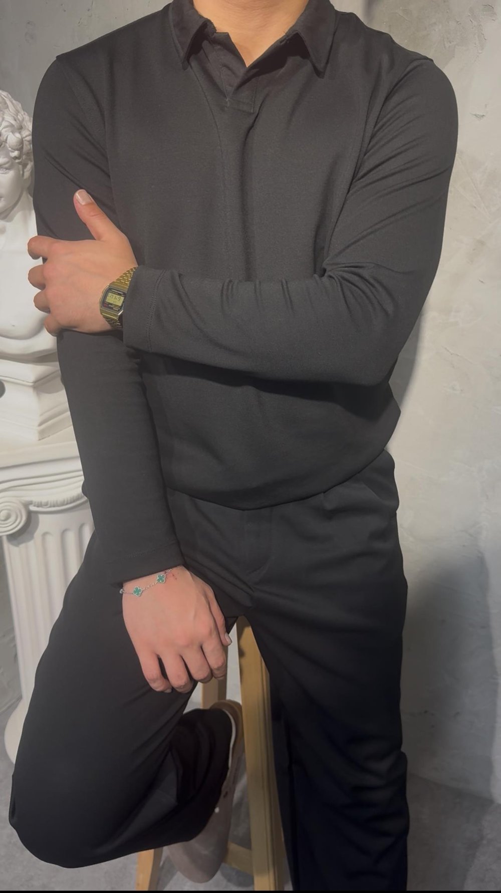 SMARTFİT POLO LONG SLEEVE ( BLACK ) SİYAH