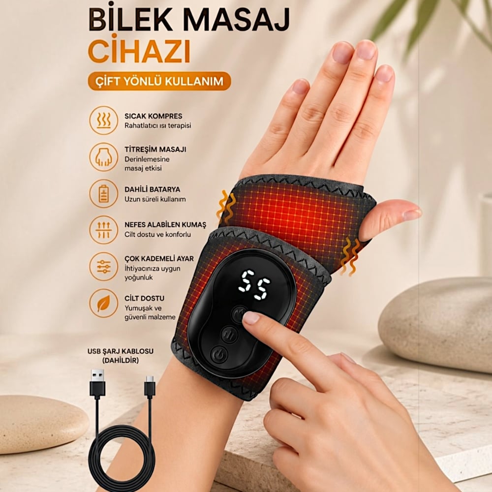 Auhma AMG40 Şarj edilebilir Akıllı Isıtmalı Masaj Aleti 3 Kademeli Titreşim & 5