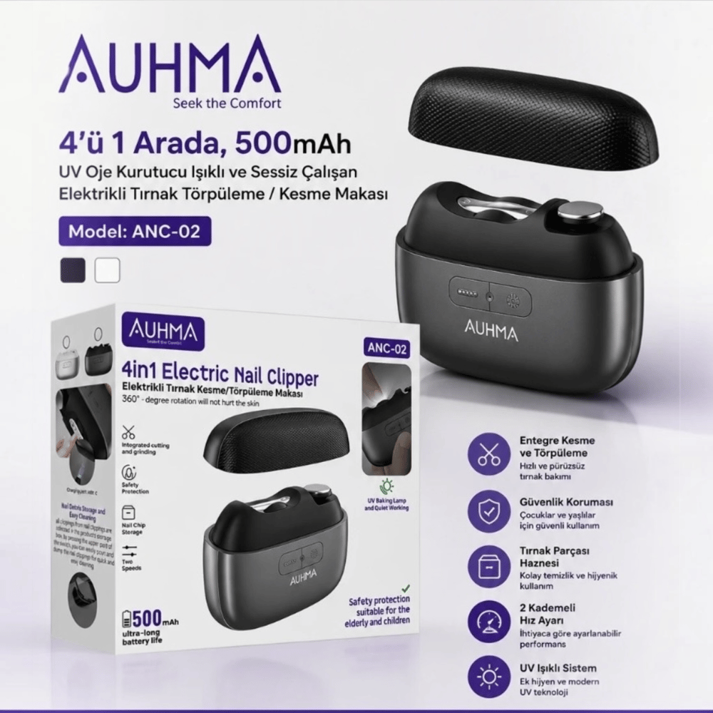 AUHMA ANC-02 4in1 Elektrikli Tırnak Törpüleme Ve Kesme Makası Otomatik Tırnak Makinesi