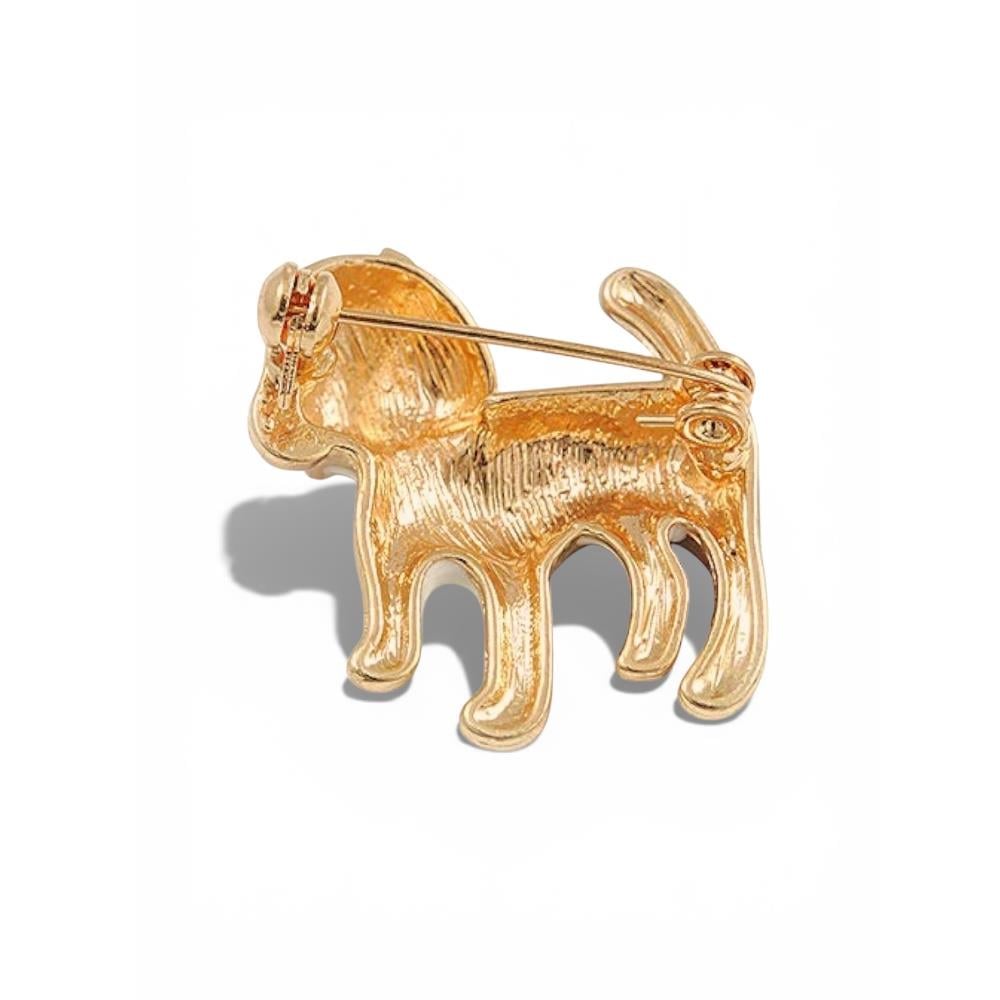 Beagle Köpek Broş (4 cm) Mineli Gold Renk
