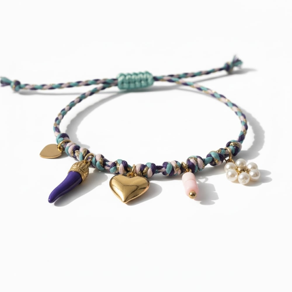 Çelik Summer Charms Mor Bileklik Altın Renk
