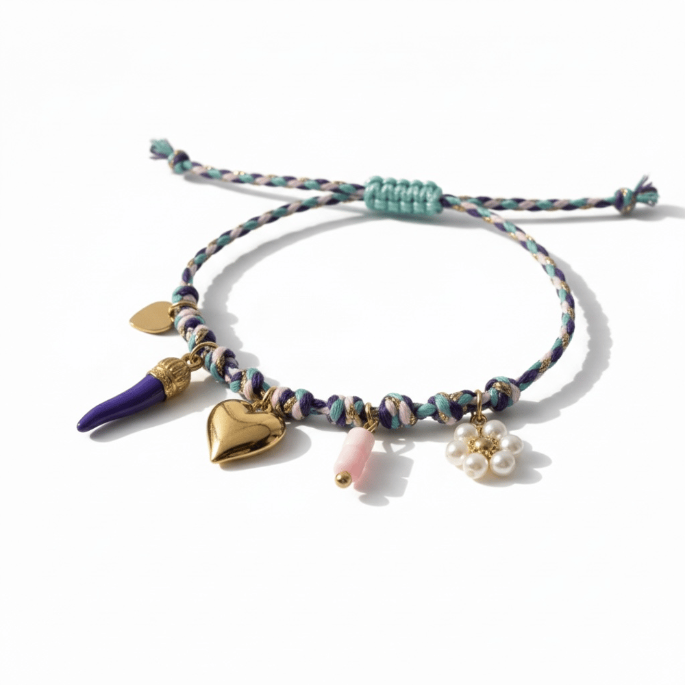 Çelik Summer Charms Mor Bileklik Altın Renk