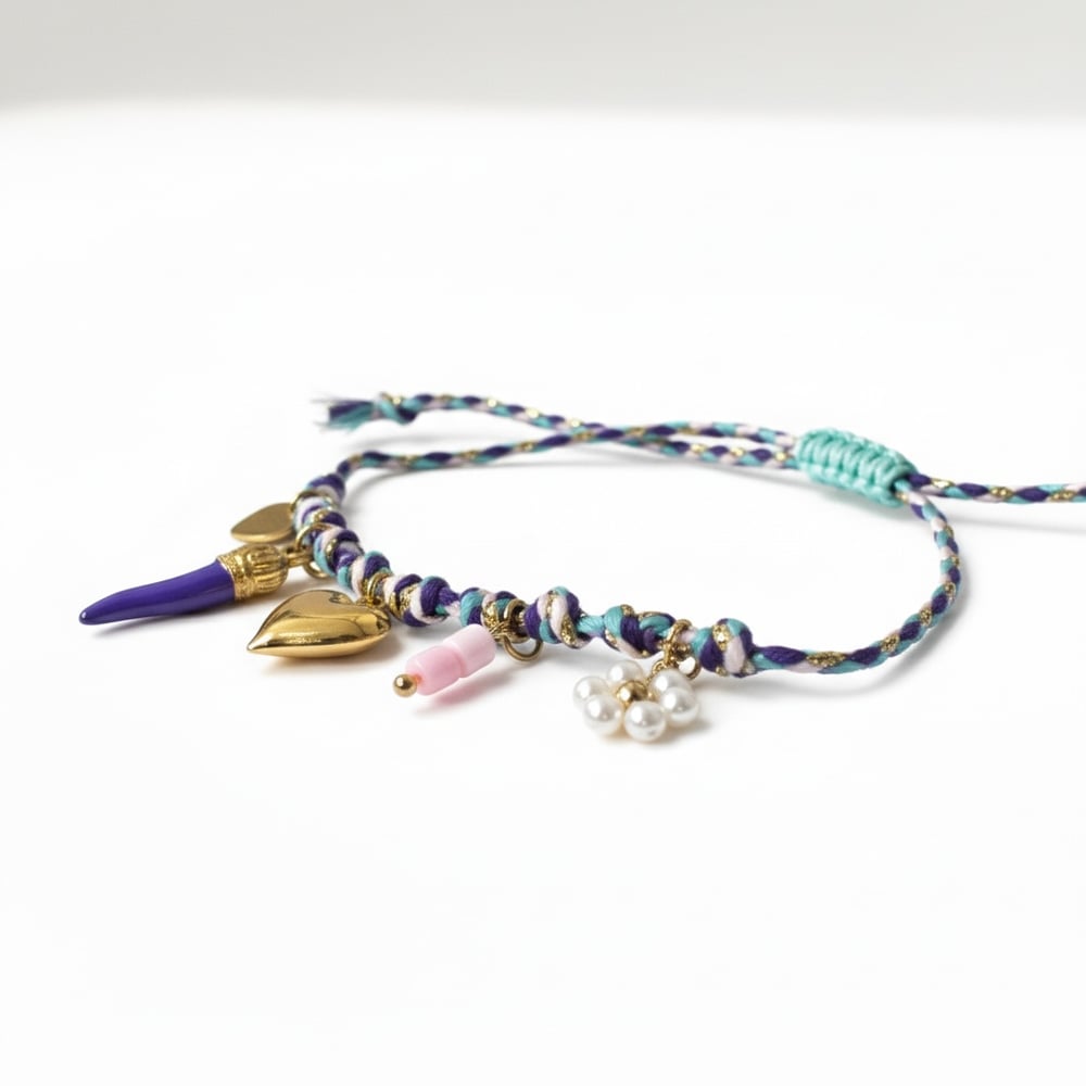 Çelik Summer Charms Mor Bileklik Altın Renk