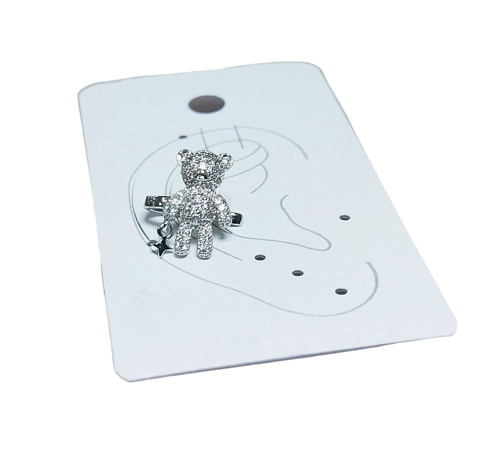 Earcuff Çelik Zirkon Taşlı Teddy Model Gümüş Renk Kıkırdak Küpe