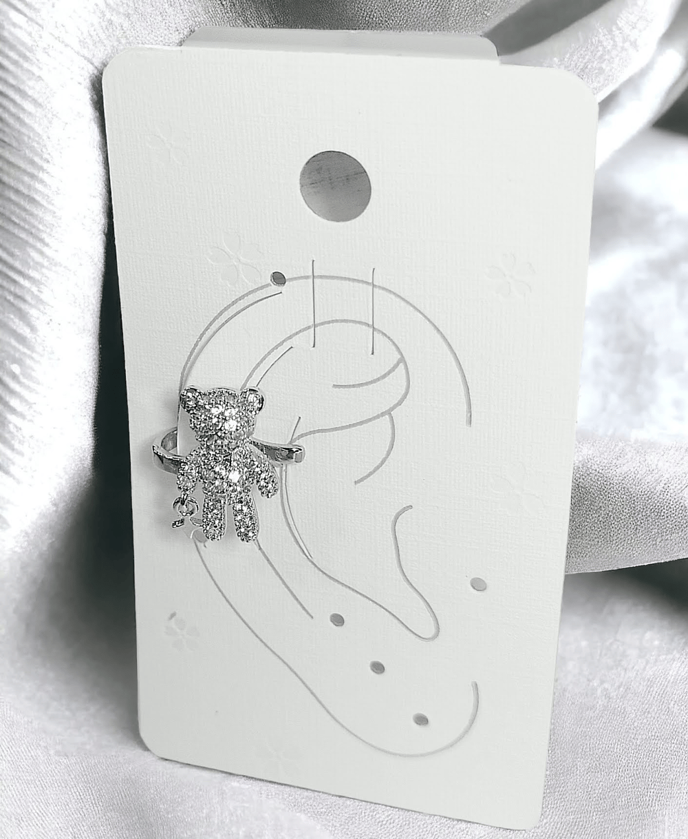 Earcuff Çelik Zirkon Taşlı Teddy Model Gümüş Renk Kıkırdak Küpe