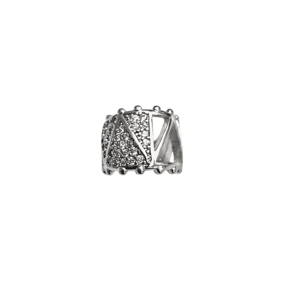 Earcuff Sıkıştırmalı Çelik Kıkırdak Küpe Üçgen Desenli Zirkon Taşlı Gümüş Renk         