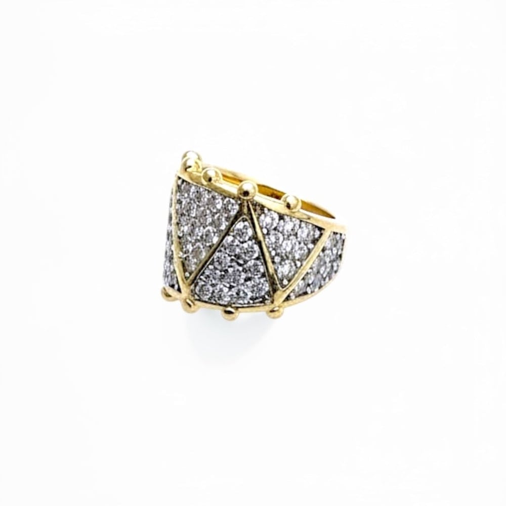 Earcuff Sıkıştırmalı Çelik Kıkırdak Küpe Üçgen Desenli Zirkon Taşlı Altın Renk         