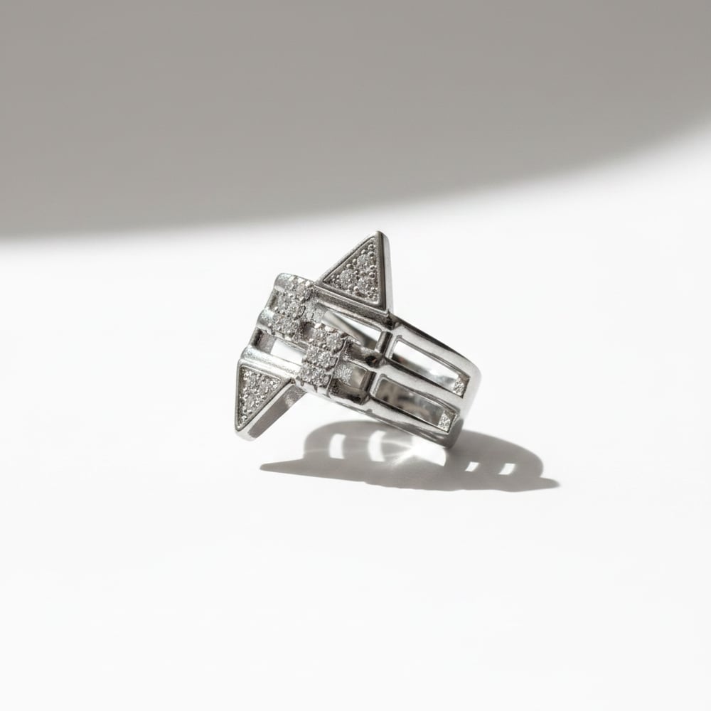 Earcuff Sıkıştırmalı Çelik Kıkırdak Küpe Geometrik Zirkon Taşlı Gümüş Renk         