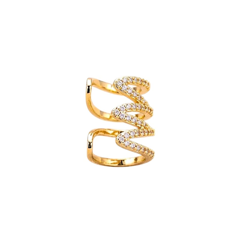 Earcuff Sıkıştırmalı Pirinç Kıkırdak Küpe Sarmal Zirkon Taşlı Altın Renk         