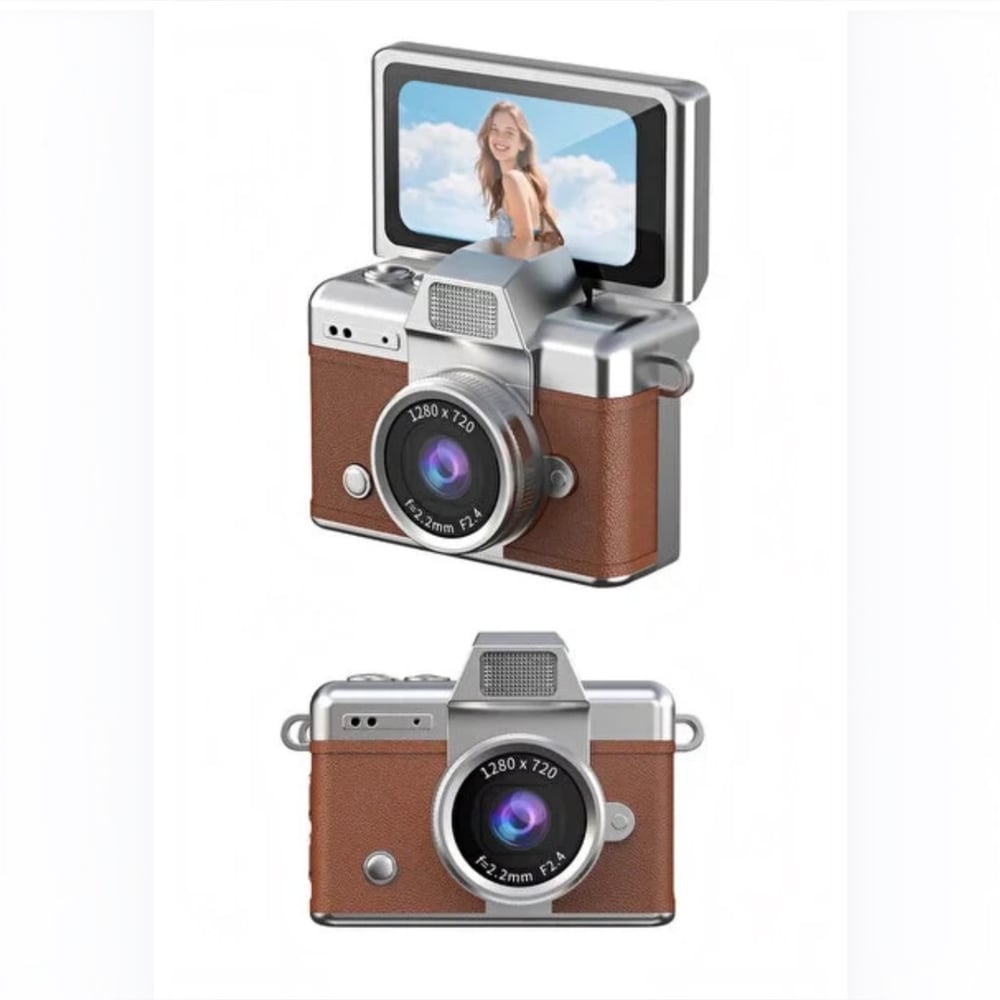 Mini Dijital Kamera (Boy 3,5 *4,5 cm )Yüksek Çözünürlüklü 1280*720 Hd Ekranlı Kahve