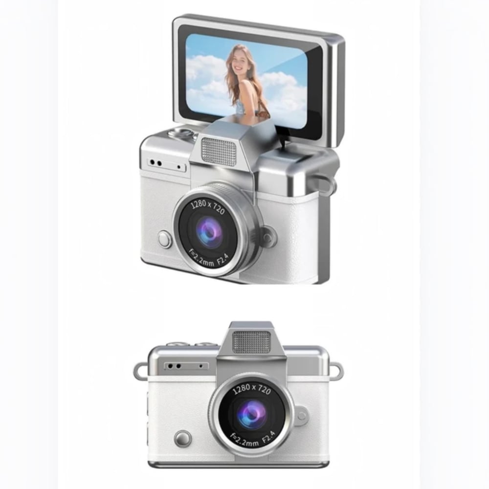 Mini Dijital Kamera (Boy 3,5 *4,5 cm )Yüksek Çözünürlüklü 1280*720 Hd Ekranlı Beyaz Renk 