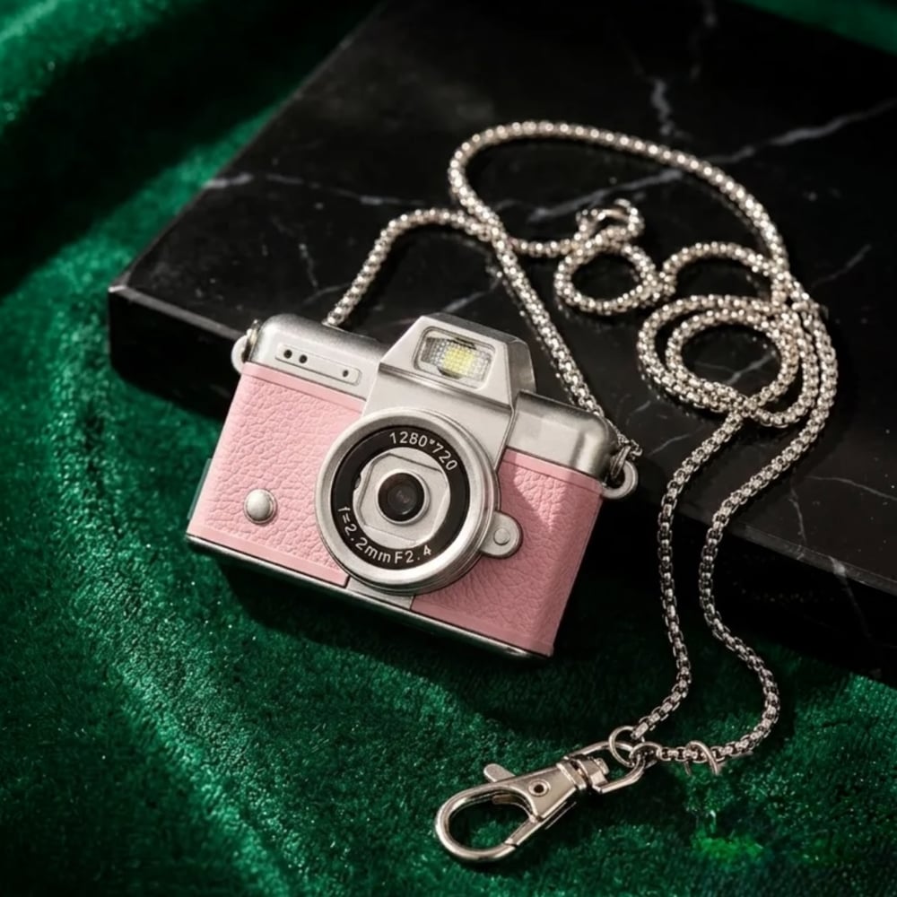Mini Dijital Kamera (Boy 3,5 *4,5 cm )Yüksek Çözünürlüklü 1280*720 Hd Ekranlı Pembe 