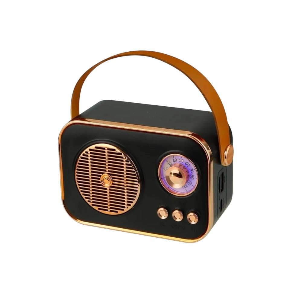 Retro Taşınabilir Bluetooth Hoparlör Siyah Renk 