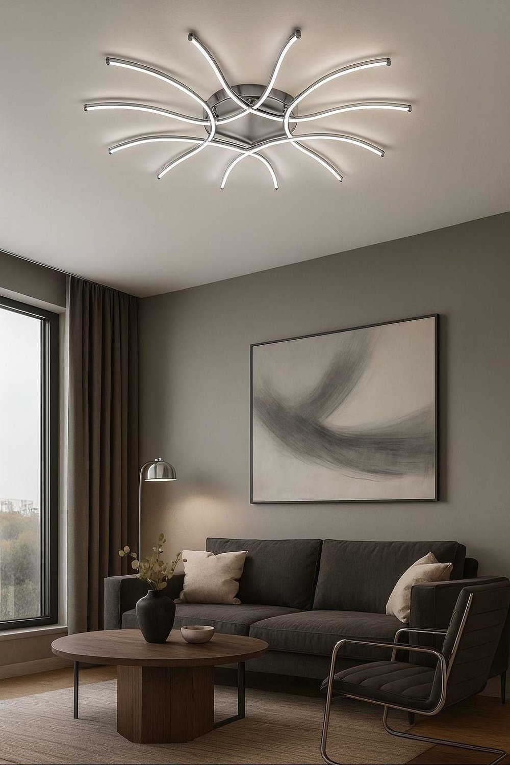 LEDLİ AVİZE DOLUNAY PLOFENYER 100 CM KROM