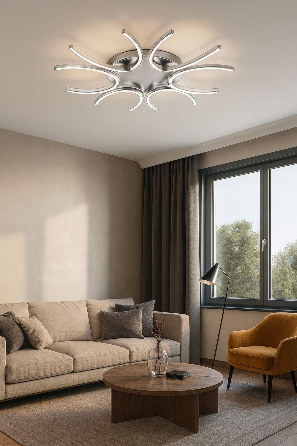 LEDLİ AVİZE DOLUNAY PLOFENYER 65 CM KROM