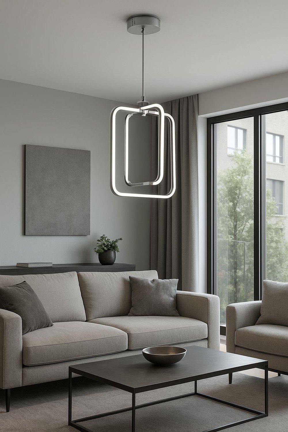 LEDLİ AVİZE KÜRE KARE BÜYÜK KROM