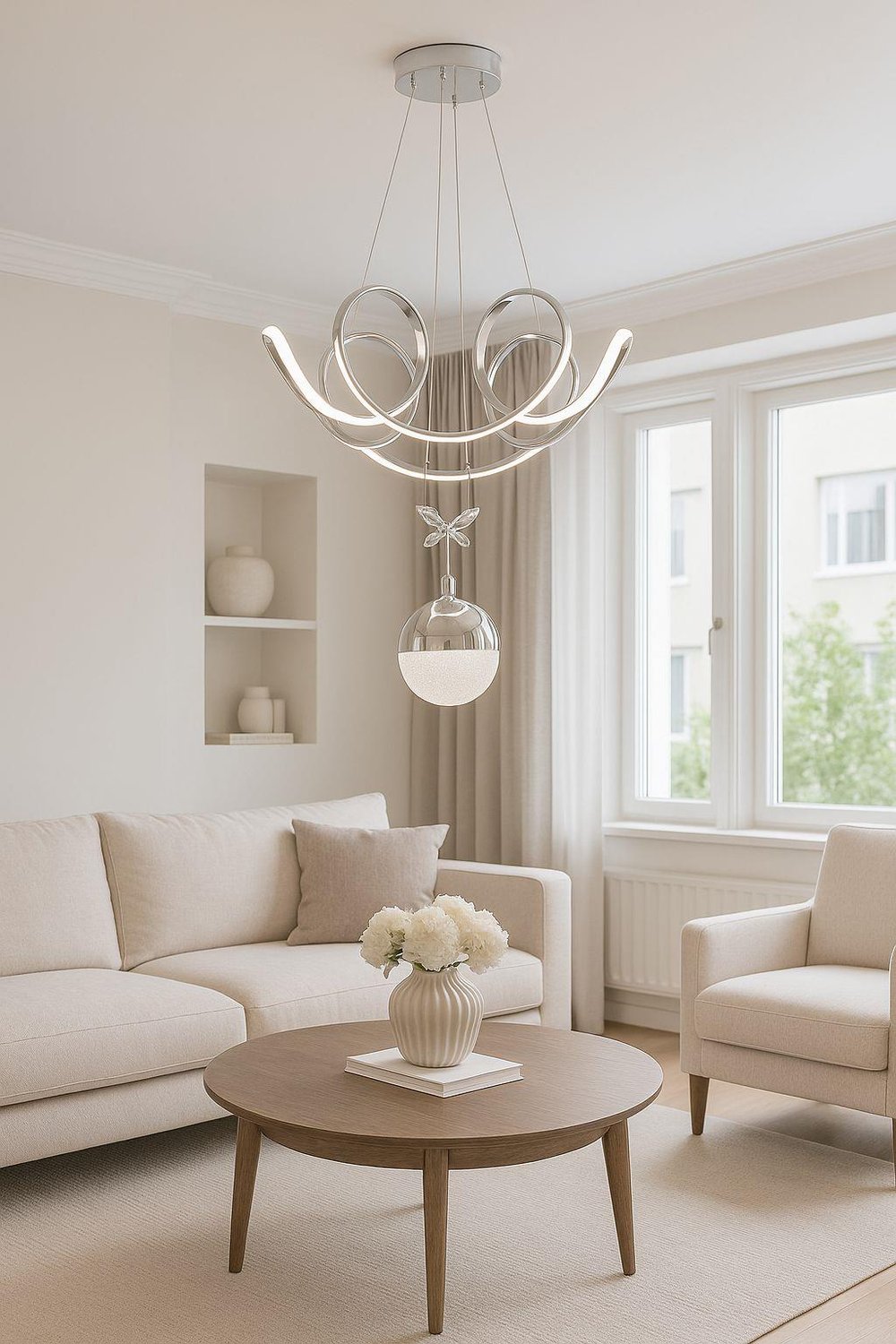 LEDLİ AVİZE LEYLAK BÜYÜK 1 TOP KROM