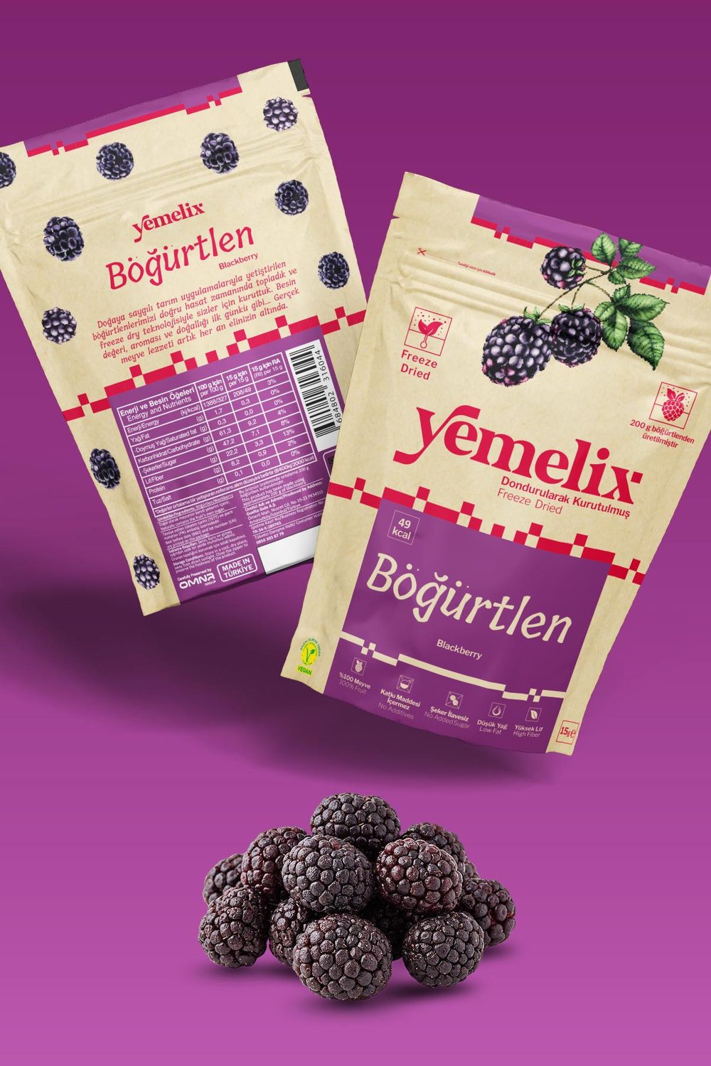 Freeze Dried Böğürtlen Kuru Meyve Cipsi - Dondurularak Kurutulmuş Böğürtlen 15G