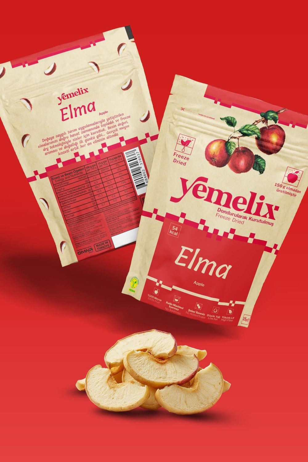 Freeze Dried Elma Kuru Meyve Cipsi - Dondurularak  Kurutulmuş Elma 15G