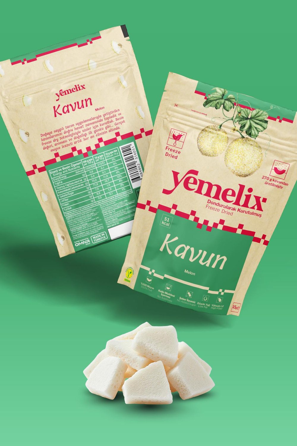 Freeze Dried Kavun Kuru Meyve Cipsi - Dondurularak  Kurutulmuş Kavun 15G