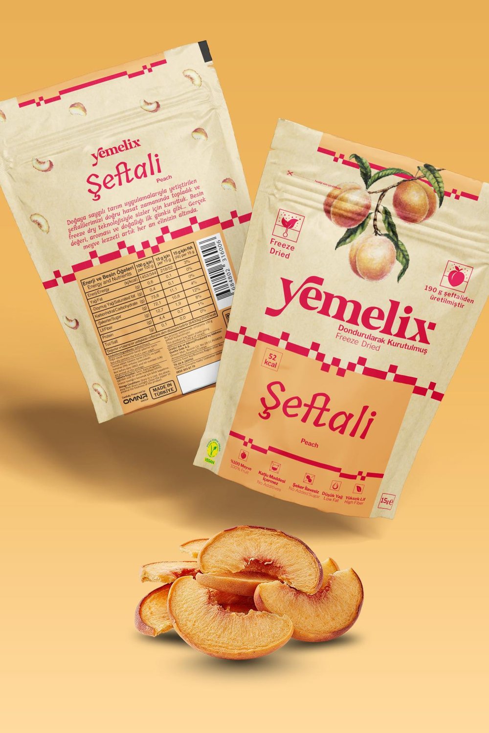 Freeze Dried Şeftali Kuru Meyve Cipsi - Dondurularak Kurutulmuş Şeftali 15G