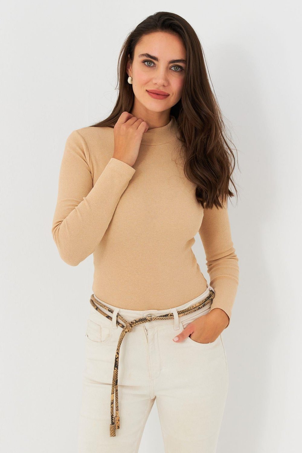 Kadın Camel Kaşkorse Basic Bluz AYD389