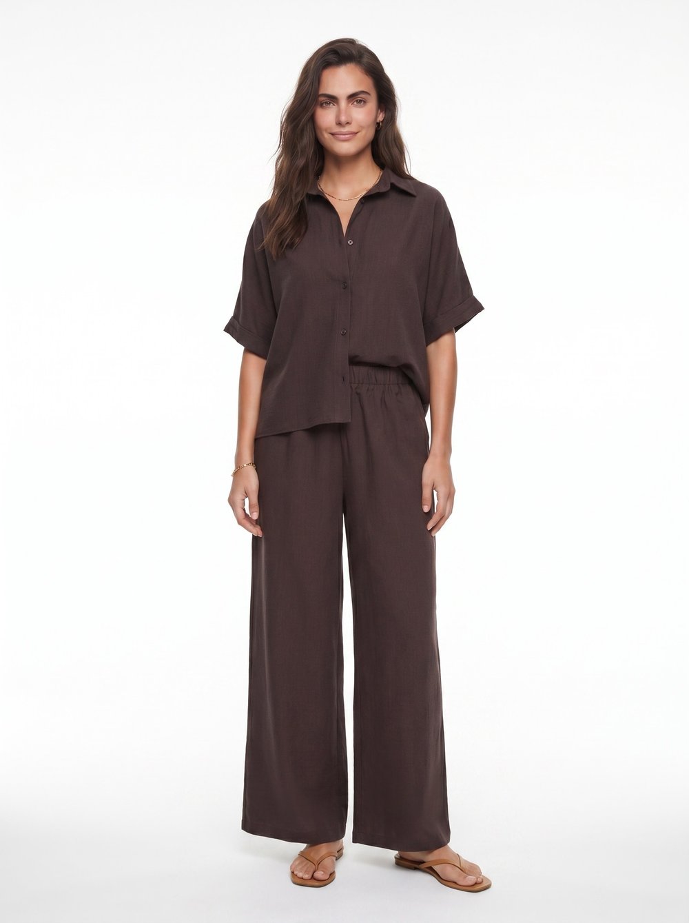 Acı Kahve Oversize Pantolonlu Takım