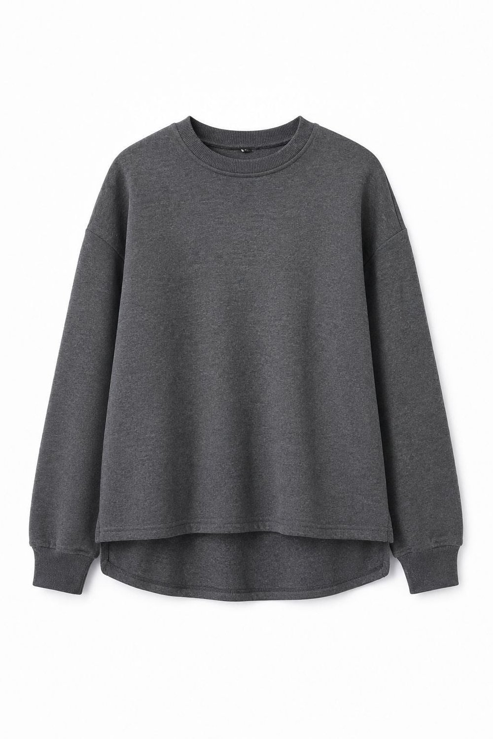 Antrasit Bisiklet Yaka Yırtmaçlı Sweatshirt