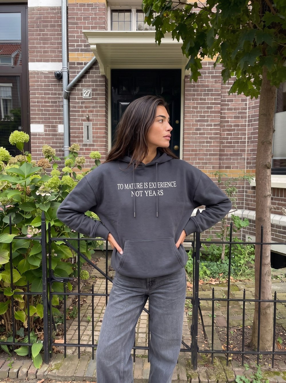 Antrasit Oversize Kapüşonlu Sweatshirt