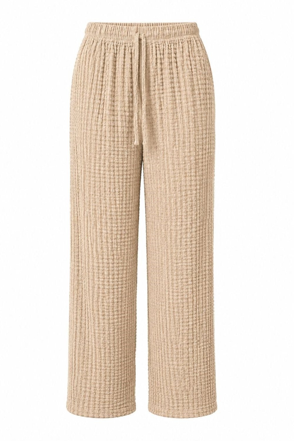 Bej Bürümcük Beli Lastikli Pantolon